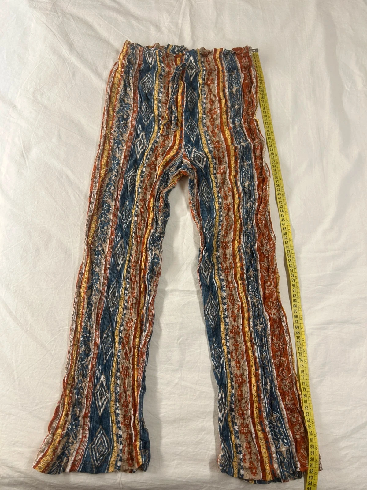 Pantalon à rayures vintage multicolore street games lady line 100% viscose taille 38